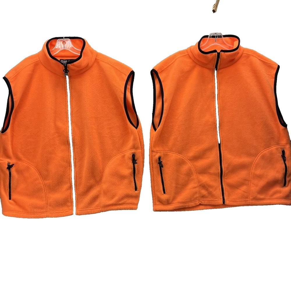 WFS‎ Hunting Fleece Vest Men's XL Safety Orange Hiking Fishing Workwear Gorpcore